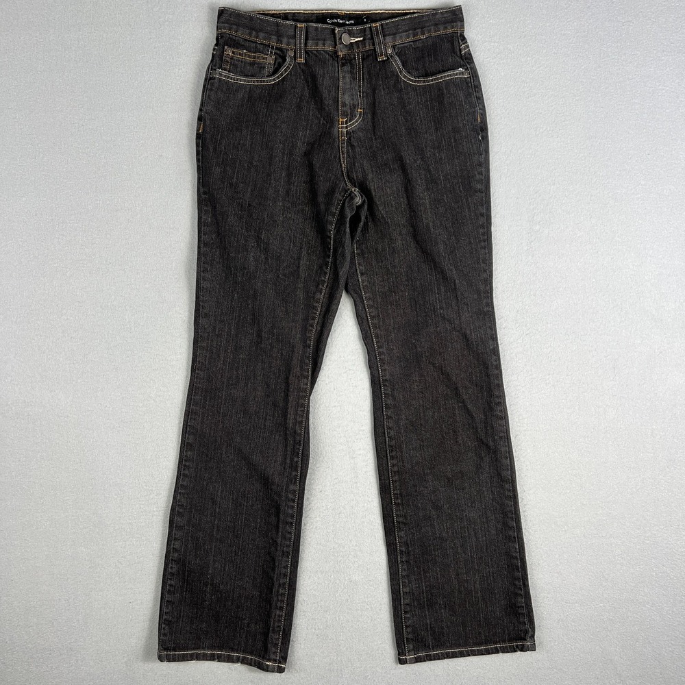 Calvin Klein Jeans Womens 8 Dark Wash Bootcut Denim Jeans Stretch‎ Distressed